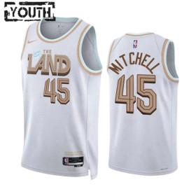 Dres Cleveland Cavaliers Donovan Mitchell 45 Nike 2022-23 City Edition Bijela Swingman - Dječji